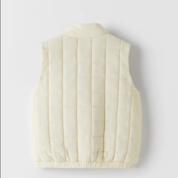 Zara kids square quilted puffer vest with high collar - Picture 2 of 7